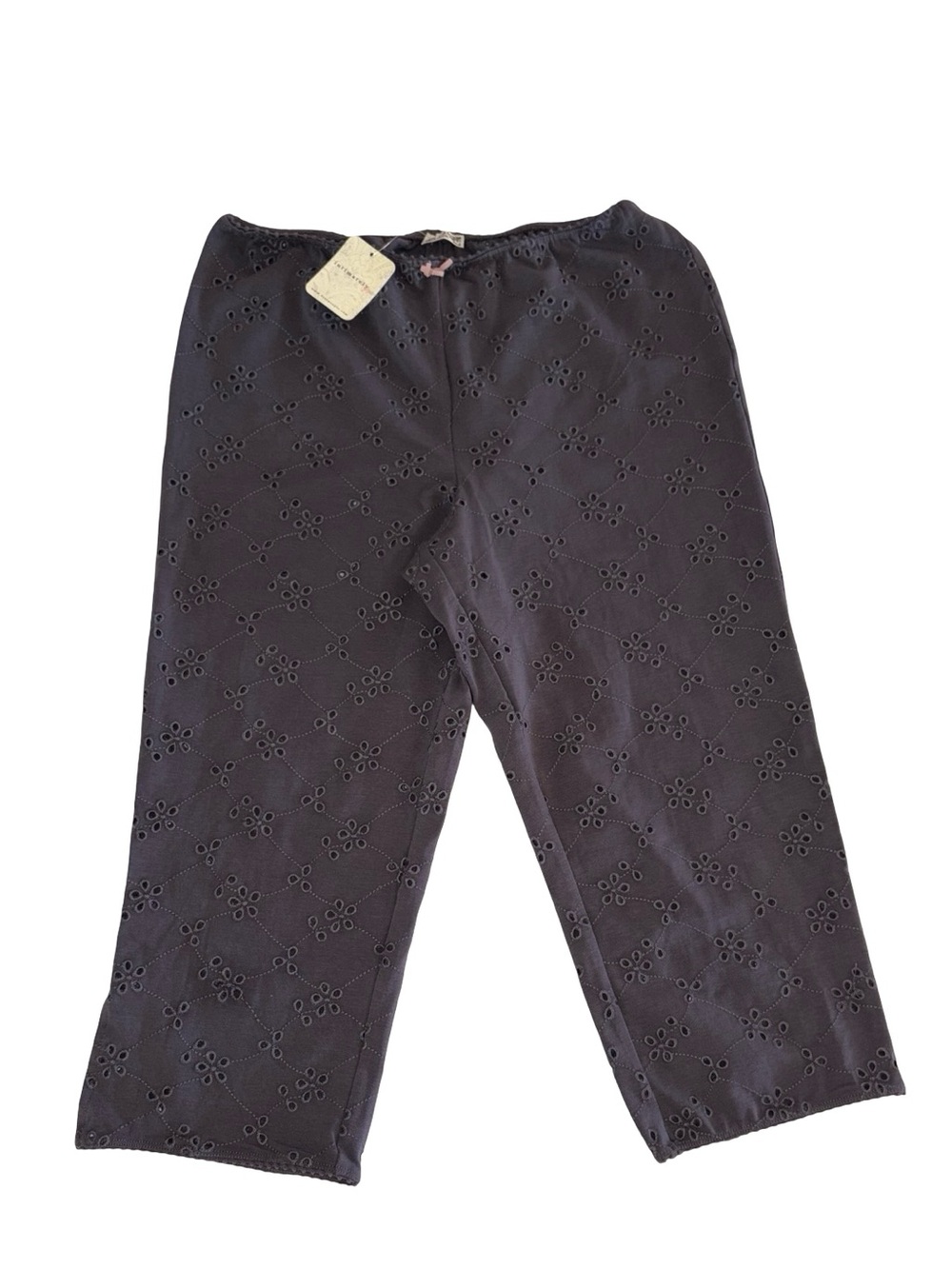 Free People Intimately Eyelet Capri Pajama Bottoms Gray M Boho NWT